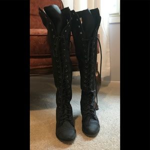 Jeffrey Campbell Tall Lace Up Over the Knee Boots